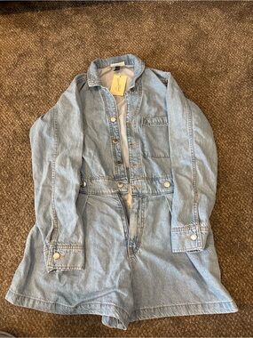 Target Light Wash Denim Women's Jean Overalls Romper